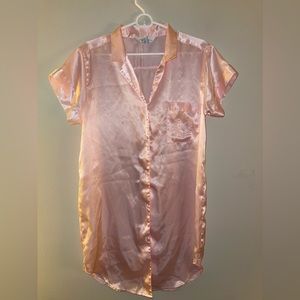 Ashley Ames Vintage A Initial Pink Silk Night Shirt